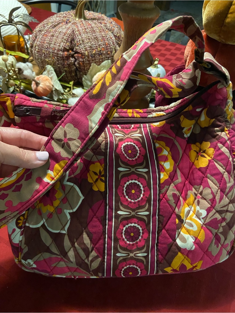 Vera Bradley Fuchsia Pink Floral Quilted Shoulder Bag